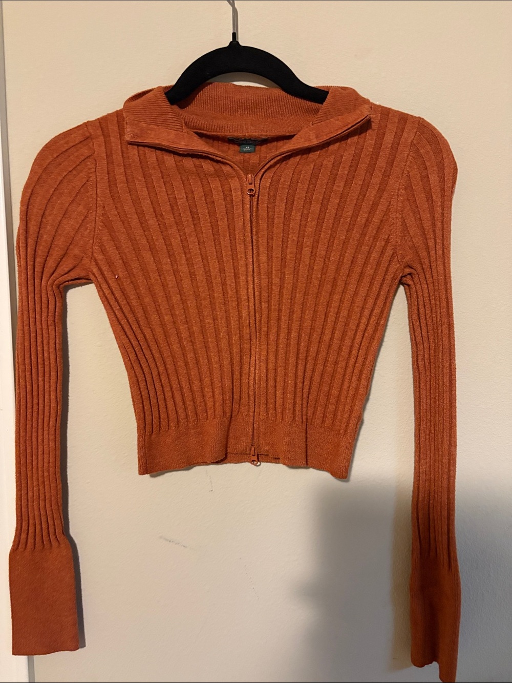wild fable Ribbed Zip-Front Cardigan - Rust Orange